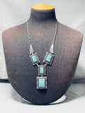 Signed Vintage Native American Navajo Royston Turquoise Sterling Silver Necklace-Nativo Arts