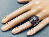 Indian Chief Vintage Handmade Sterling Silver Inlay Ring-Nativo Arts