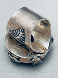 Very Rare 37 Grams Vintage Southwest Sterling Silver Prehnite Ring-Nativo Arts