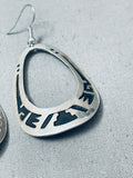 Thomas Singer Breathtaking Vintage Native American Navajo Overlay Sterling Silver Earrings-Nativo Arts