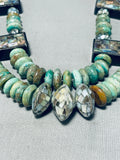 One Of The Most Insane Vintage Native American Navajo Green Turquoise Sterling Silver Necklace-Nativo Arts
