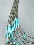 Bell Of The Ball Vintage Native American Navajo Turquoise Heishi Sterling Silver Necklace-Nativo Arts