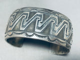 One Of The Best Vintage Native American Navajo Geomtric Wave Sterling Silver Bracelet-Nativo Arts