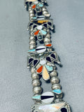 Gasp! Vintage Native American Zuni Bird Inlay Sterling Silver Squash Blossom Necklace Old-Nativo Arts