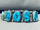 Landoll Benally Native American Navajo Sleeping Beauty Turquoise Sterling Silver Bracelet-Nativo Arts