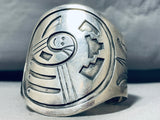 Happy Face Vintage Native American Navajo Sterling Silver Wave Bracelet Cuff Old-Nativo Arts