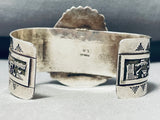 Mesmerizing Native American Navajo Signed Royston Turquoise Sterling Silver Huge Bracelet-Nativo Arts