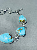 Lavish Native American Navajo 5 Pilot Mountain Turquoise Sterling Silver Toggle Bracelet-Nativo Arts