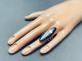 Moon And Sun Native American Navajo Turquoise Inlay Sterling Silver Ring-Nativo Arts