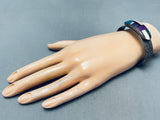 One Of The Most Unique Vintage Native American Navajo Inlay Turquoise Sterling Silver Bracelet-Nativo Arts