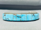 Outstanding Vintage Native American Navajo Inlay Red Mountain Turquoise Sterling Silver Bracelet-Nativo Arts