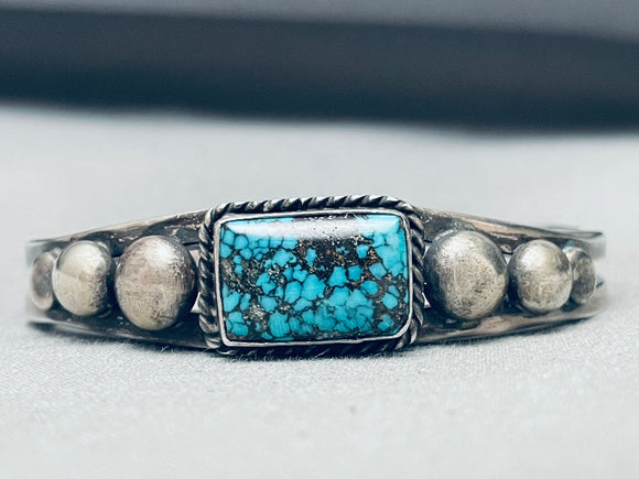 Lars Lee Vintage Native American Navajo Lone Mountain Turquoise Sterling Silver Bracelet-Nativo Arts
