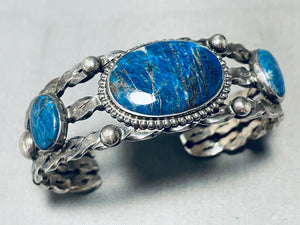 Most Unique Coiled Lapis Vintage Native American Navajo Sterling Silver Bracelet-Nativo Arts