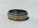 Fascinating Vintage Native American Navajo Sterling Silver 14k Gold Overlay Solid Ring-Nativo Arts