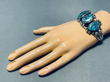 Blue Wind Turquoise!!!! Important Best Vintage Native American Navajo Sterling Silver Bracelet-Nativo Arts