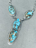 Beautiful Native American Navajo Bisbee Turquoise Sterling Silver Necklace-Nativo Arts