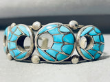 Important Vintage Native American Zuni Turquoise Sterling Silver Inlay Bracelet-Nativo Arts