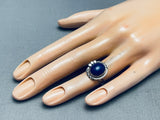 Rare Domed Lapis Vintage Native American Navajo Sterling Silver Ring Old-Nativo Arts