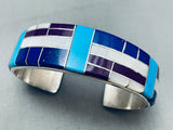 Mosaic Wall Vintage Navajo Turquoise Inlay Sterling Silver Bracelet-Nativo Arts