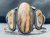 Tan Streaked Agate Vintage Southwest Sterling Silver Bracelet-Nativo Arts