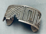Native American Heavy Geomtric Vintage Santo Domingo Sterling Silver Bracelet-Nativo Arts
