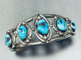 Bisbee Turquoise Vintage Native American Navajo Sterling Silver Bracelet Old-Nativo Arts