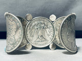One Of The Coolest Ever Native American Navajo Coin Turquoise Sterling Silver Bracelet-Nativo Arts