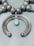 Early 1900's Vintage Native American Navajo Hand Tooled Coin Silver Squash Blossom Necklace