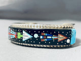 Space Travel Inlay Native American Navajo Turquoise Sterling Silver Bracelet-Nativo Arts