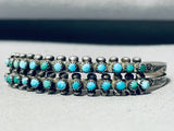 Early 1900's Vintage Native American Zuni Turquoise Sterling Silver Bracelet Cuff Old-Nativo Arts