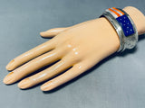 6.5 Inch Wrist American Flag Inlay Lapis Sterling Silve Rbracelet-Nativo Arts