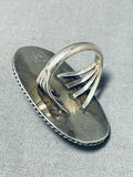 Sleek Vintage Native American Navajo Black Onyx Sterling Silver Gigantic Ring-Nativo Arts