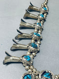 Gasp! Lee Vintage Native American Navajo Turquoise Sterling Silver Squash Blossom Necklace-Nativo Arts