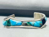 Thick And Incredible Vintage Native American Navajo Spiderweb Turquoise Sterling Silver Bracelet-Nativo Arts