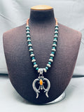 One Of The Most Unique Vintage Native American Navajo Turquoise Sterling Silver Naja Necklace-Nativo Arts