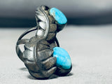Interesting Vintage Native American Navajo Morenci Turquoise Sterling Silver Ring-Nativo Arts
