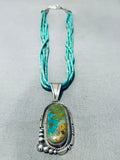 Signed Vintage Native American Navajo Royston Turquoise Sterling Silver Necklace-Nativo Arts