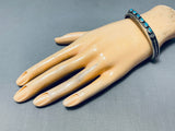Authentic Native American Navajo Signed 6 Kingman Turquoise Sterling Silver Bracelet-Nativo Arts