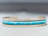Rare Large Wrist 8 Inch Inches Turquoise Sterling Silver Inlay Bracelet-Nativo Arts