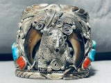 161 Grams!! Power Of Bear Vintage Native American Navajo Turquoise Sterling Silver Bracelet-Nativo Arts