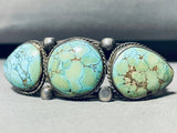 Highly Rare Nevada Blue Turquoise Mine Vintage Native American Navajo Sterling Silver Bracelet-Nativo Arts