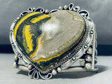 Nez Heart Of Jasper Native American Navajo Sterling Silver Bracelet 138 Grams-Nativo Arts