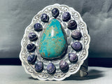 164 Grams Gorgy Native American Navajo Turquoise Sterling Silver Charoite Bracelet-Nativo Arts