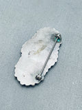 Early 1900's Vintage Native American Navajo Turquoise Satellite Sterling Silver Pin Old-Nativo Arts