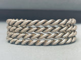 Heavy Thick Ropes Vintage Native American Navajo Sterlingn Silver Bracelet-Nativo Arts