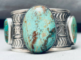 117 Grams Heavy Native American Navajo Green Turquoise Sterling Silver Bracelet-Nativo Arts