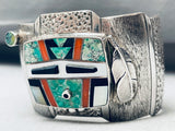One Of The Best Ever Vintage Native American Zuni Kachina Turquoise Sterling Silver Bracelet-Nativo Arts
