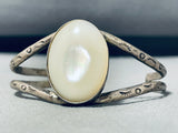 Pretty Vintage Native American Navajo Mother Of Pearl Sterling Silver Bracelet-Nativo Arts