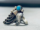 Swirls Of Love Vintage Native American Navajo Turquoise Sterling Silver Ring Old-Nativo Arts
