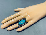 Remarkable Vintage Native American Navajo Morenci Turquoise Sterling Silver Ring-Nativo Arts